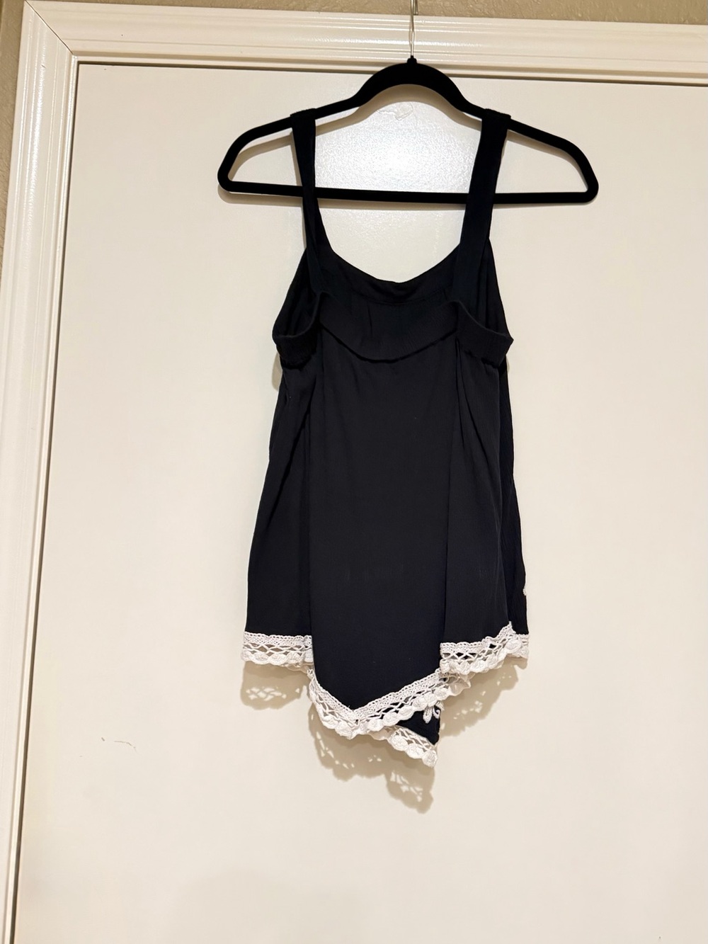 Maurices Black Sleep Tank with White Lace Trim